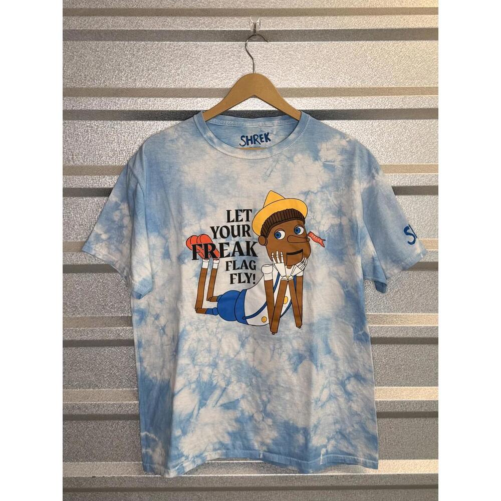 Shrek Tie-Dye Tee with 'Let Your Freak Flag Fly' Print Large